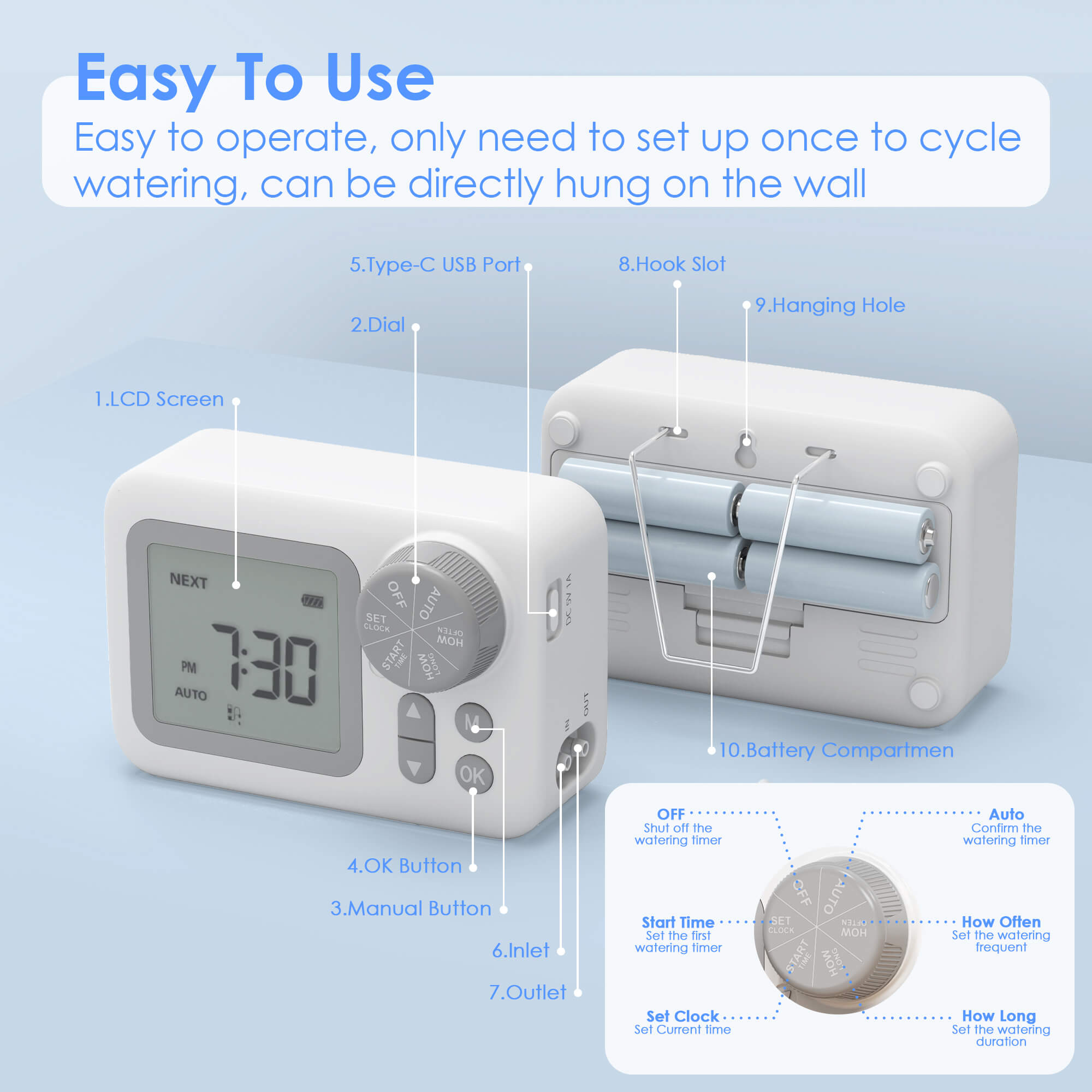 Automatic Watering System for Potted Plants, Automatic Drip Irrigation Kit, Plant Self Watering Programmable Indoor System with LED display/USB Power /Water Timer Automatic Watering System for Potted Plants, Automatic Drip Irrigation Kit, Plant Self Watering Programmable Indoor System with LED display/USB Power /Water Timer
